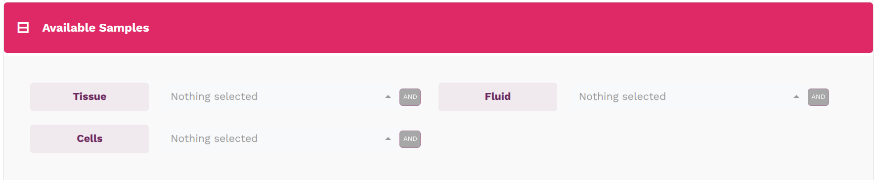 Available sample filters in Cohort Browser